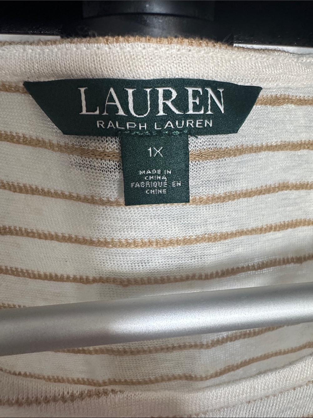 Ralph Lauren cream and tan striped short-sleeve tee - Picture 2 of 3